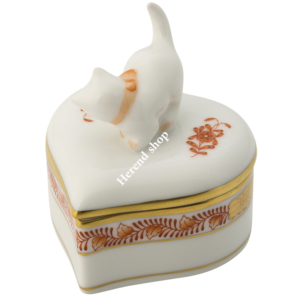 Kedi Kulplu Kutu Herend Porselen Dünyanın en iyi porselen markası
